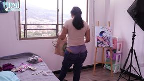 Cleaning While My Panties Are Peeking Out