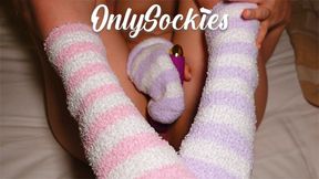 Blonde Teen Masturbates with Fuzzy Socks for Creampie