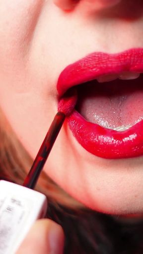 Red lipstick fetish and fur