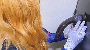 Sexy Dva Cosplayer gives Blowjob to BBC dildo and Kiss its balls
