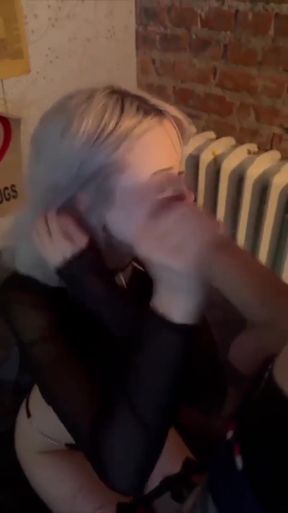 Goth emo teen gives deep throat in homemade clip