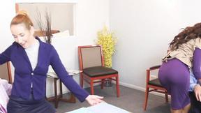 ”Teen babes have steamy orgy with mature hunks in office”