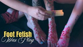 Miss Bimby, Diosa & Bia Roman Wax Foot Fetish Lesbian Session (720 - EN sub) Alternative Girls - Tattoos & Piercings - Brunette - Green Hair - RedHead - Blue French Toenails - Red Toenails