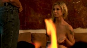 She gets locked in a cell by an old pervert and he demands she strip off her clothes and...