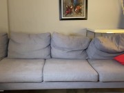 Soldier bloated belly burping on the couch