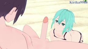 Sinon (Shino Asada) and I have intense sex on the beach  - Sword Art Online Cartoon four