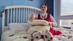 Foot Worship in a Red Dress - Solo Girl