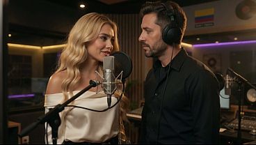 Chica rubia tiene que ofrecerle el co&ntilde_o a su productor musical para ser la cantante principal (video generado por IA)