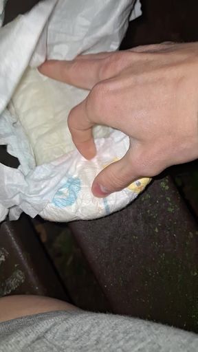 Masturbating with used baby diapers