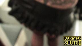 ”UK sub Roxy Mae rides before squirting beside cuckold”