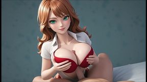 Ai Generated - Wet Pussy Spread Legs Red Thigh Highs Ride Big Boobs
