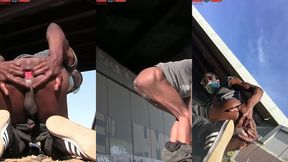 amazing! this twink gets massive anal enema in public - angle 2of3
