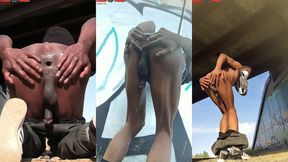 amazing! this twink gets massive anal enema in public - angle 2of3