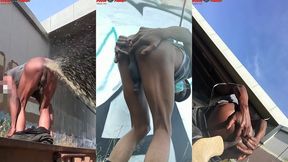 amazing! this twink gets massive anal enema in public - angle 2of3