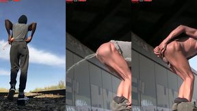 amazing! this twink gets massive anal enema in public - angle 2of3