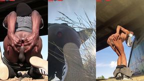 amazing! this twink gets massive anal enema in public - angle 2of3