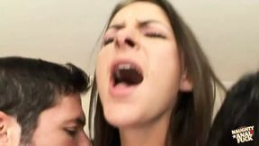 Big toys stretch her brunette tight, two dicks creampie her butt&#x1F351; and pussy&#x270C;