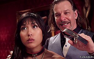 Brunette and Asian anal fuck in party