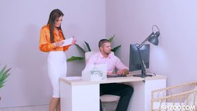 Slutty Secretary Cindy Shine Seduces Her Hot Boss