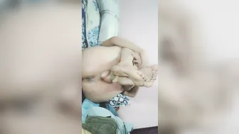 Solo guy strokes his big hard cock until he cums