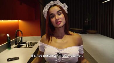 I made my LATINA maid SUCK and FUCK me to pay for her mistakes! - Abella olsen