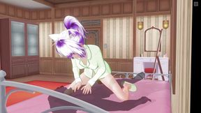 3D HENTAI. Cute girlfriend in green pajamas rides a big cock