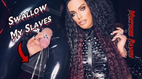 SWALLOW MY SLAVES FLUIDS - MistressRavenFD humiliates you by making you a toilet for Her slave while She smokes and laughs at you