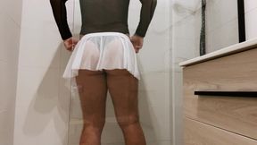 BIG ASS in a mini skirt in the shower