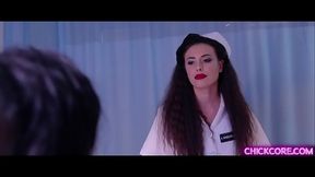 Hot nurses Casey Calvert and Sarah Vandella feel horny so they started an awesome lesbian 3some with beautiful patient Whitney Wright.