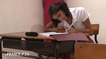 Naughty student stays late for extra credit and gives her ass to her teacher