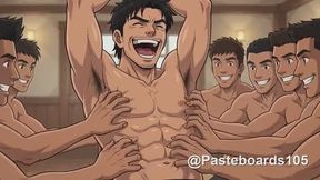 The Dare Circle - Strung From The Beam, Every Hand On His Abs (Anime Bara)