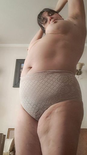 MILF in Big Panties Stretching
