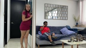 My Hot Stepsister Listens to Me Talking to My Friend on the Phone, Gets Horny, and I End up Sticking My Cock in Her.