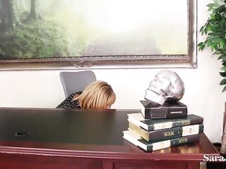 Taking Care Of Hot Palatable! Sara Jay Screws Her On That Desk!