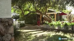 Dressed mature blonde star gets black cock and jacks off