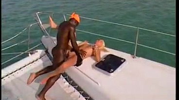 Kyra and Sheena Pearl Sucking Dick on Yacht during Interracial Fourway