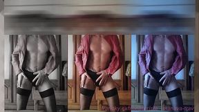 je fais ma salope et me branle en Travesti, belle &eacute_jaculation,