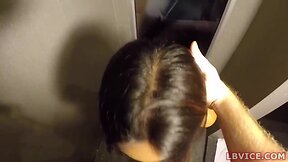 Jessie, a submissive ladyboy, gives a sensual blowjob