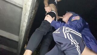 Dudes ravage all night in the underpass, park , railway station