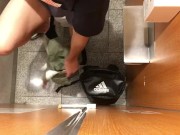 Jerking off in a shopping mall toilet