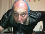 Deepthroat my dildo with double headgear & braces