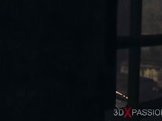 Anal slave slut. Big tits cuffed horny girl in restraints gets fucked roughly by shemale