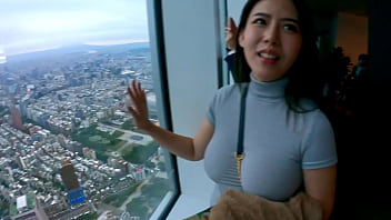 Sexy Taiwanese model shows off her huge tits in POV vlog