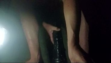 Monster dildo DEEP and ROUGH ride Juicy Gaping asshole Came twice while Sneaking around in abandoned building in the middle of nowhere