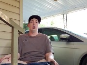 Risky daytime self piss while cars drive by me