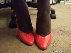 Red Pumps & Gray Pantyhose Shoeplay