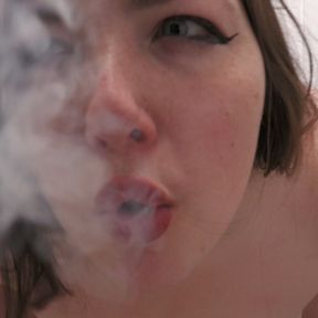 Teen BBW rides dildo while smoking and makes a mess