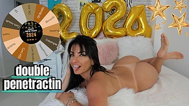 WHEEL OF SEX JERK OFF GAME Hot latina teasing DOUBLE PENETRATION BBC ANAL CREAMPIE CUM ON BOOBS