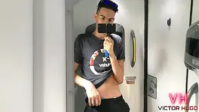Country Boy Showing His Big Dick Inside The Bathroom Of The Moving Bus