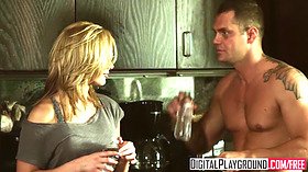 Kayden Kross gets rough kitchen sex from Nacho Vidal